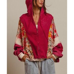 BiBi Women's Floral Patchwork Jacket - Red and Pink